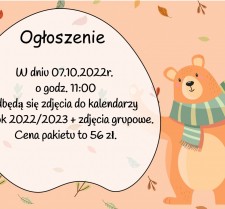 Ogłoszenie - kalendarze na rok 2022/2023